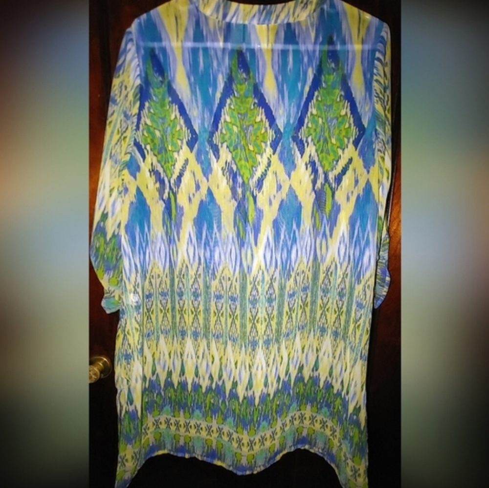 🦋🍀 3 Chico’s: 2P (14/16P) Spring Blouse Bundle, Butterfly, Geometric & Paisley - Picture 9 of 16